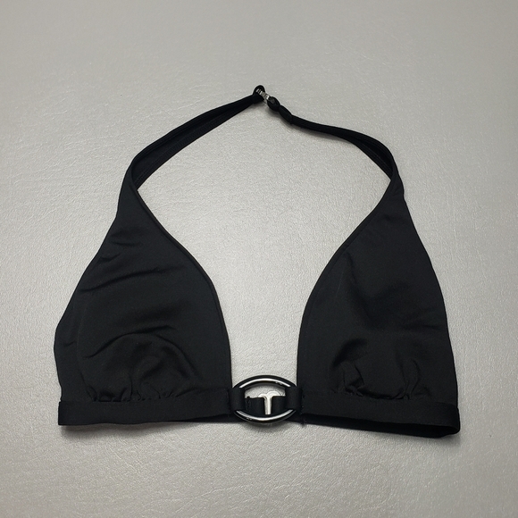 3/$15 merona solid black bikini top women's size small - Picture 1 of 8